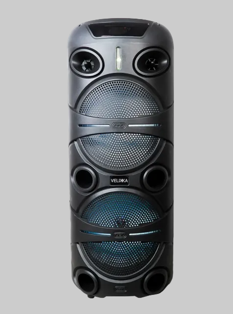 BOCINA DOBLE 8 PULGADAS CON MICROFONO ALAMBRICO Y CONTRO REMOTO