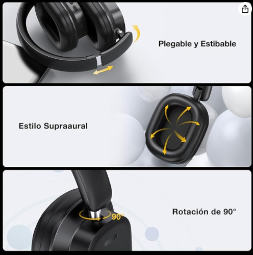 Audífonos Inalámbricos Bluetooth 5.3 Plegables 1 Hora