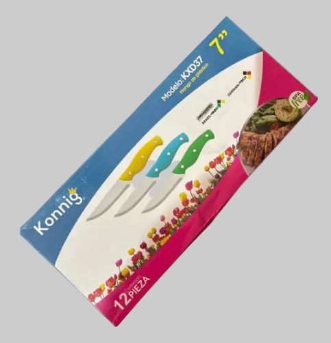 Juego de cuchillos 12pzas 7pulgadas cacha de plastico