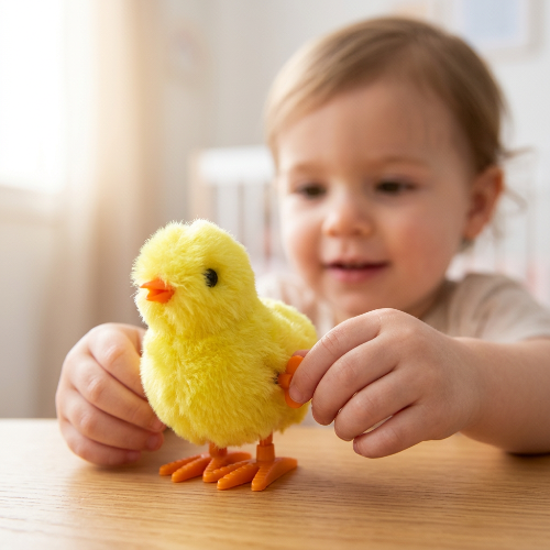 Pollito saltarín de cuerda