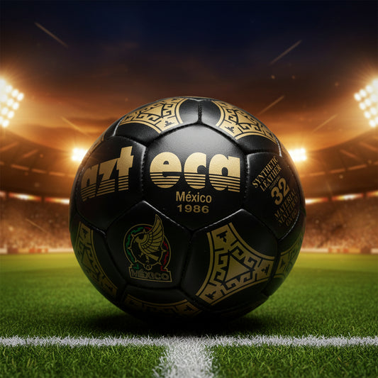 Balón negro Azteca 86 letras doradas